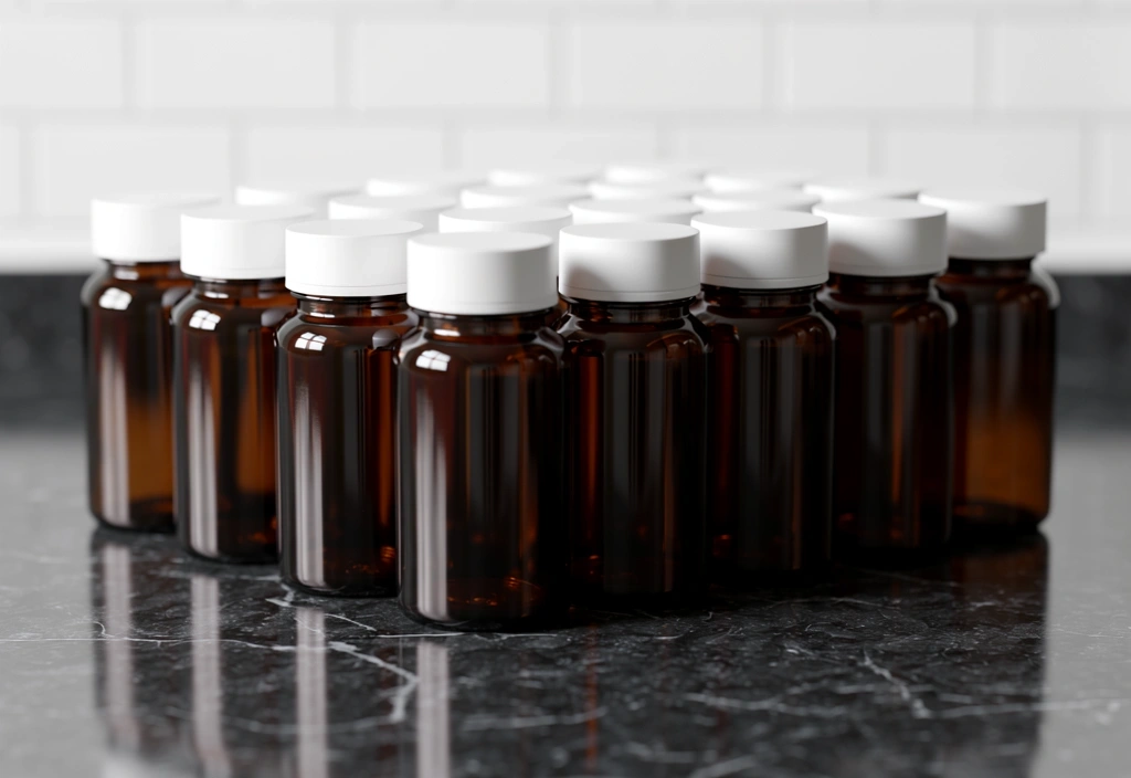 Premium nutritional supplement bottles